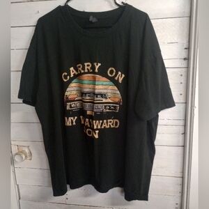 Men's Unisex 3XL Supernatural Carry On My Wayward Son Graphic Tee Kansas Black